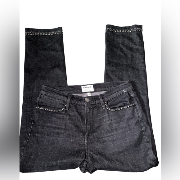 Frame Denim Denim - Frame Women’s Le High Straight leg Studded Black Jeans Size 29